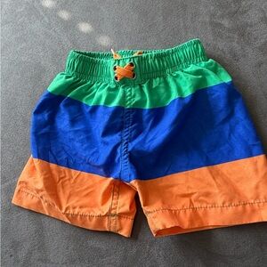 Wetsuit Striped Boys Swim Trunks in Green, Blue & Orange 6 months